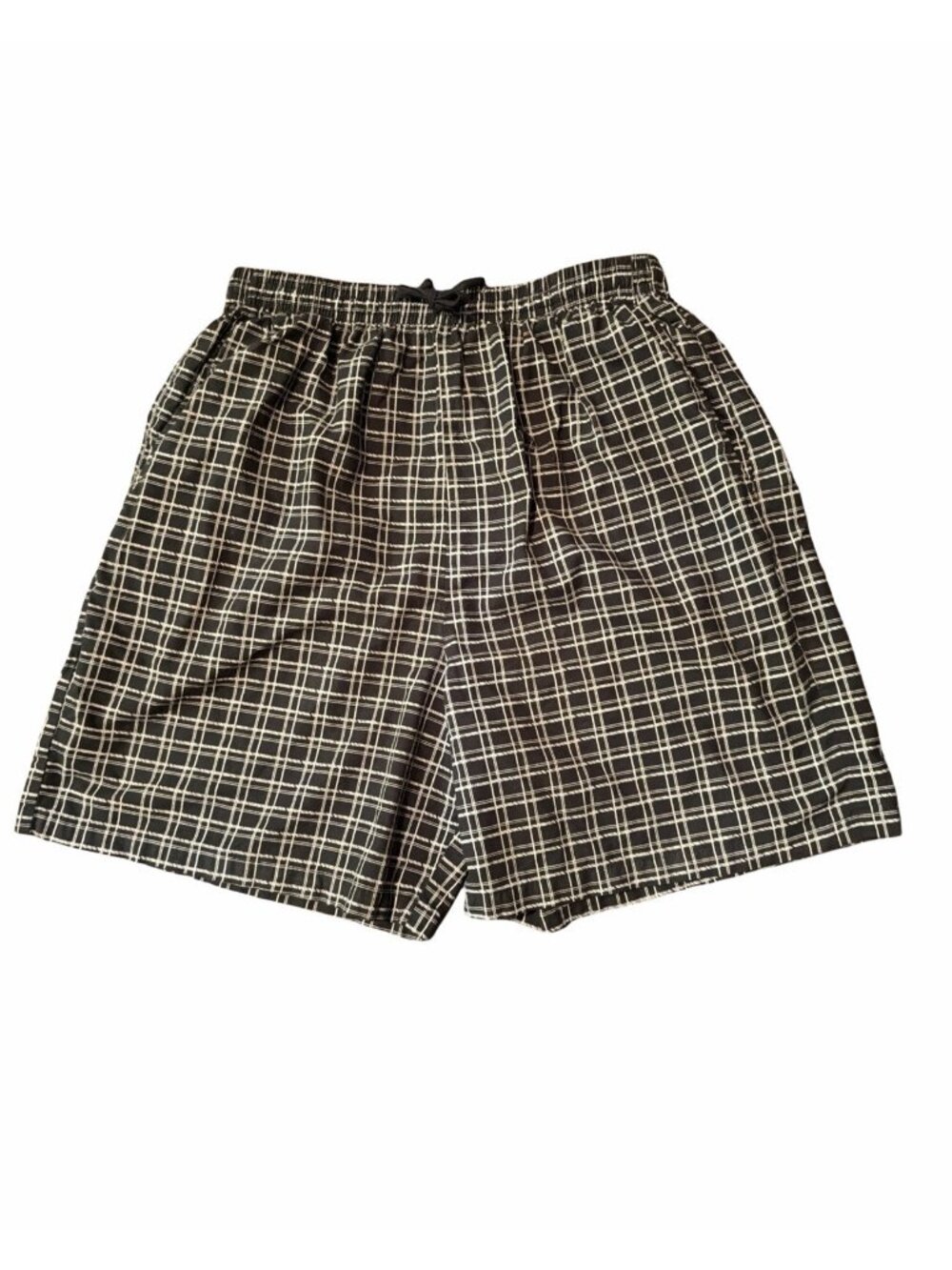 Fresh Produce Womens L Black & White Geometric Cotton Elastic Drawstring Shorts